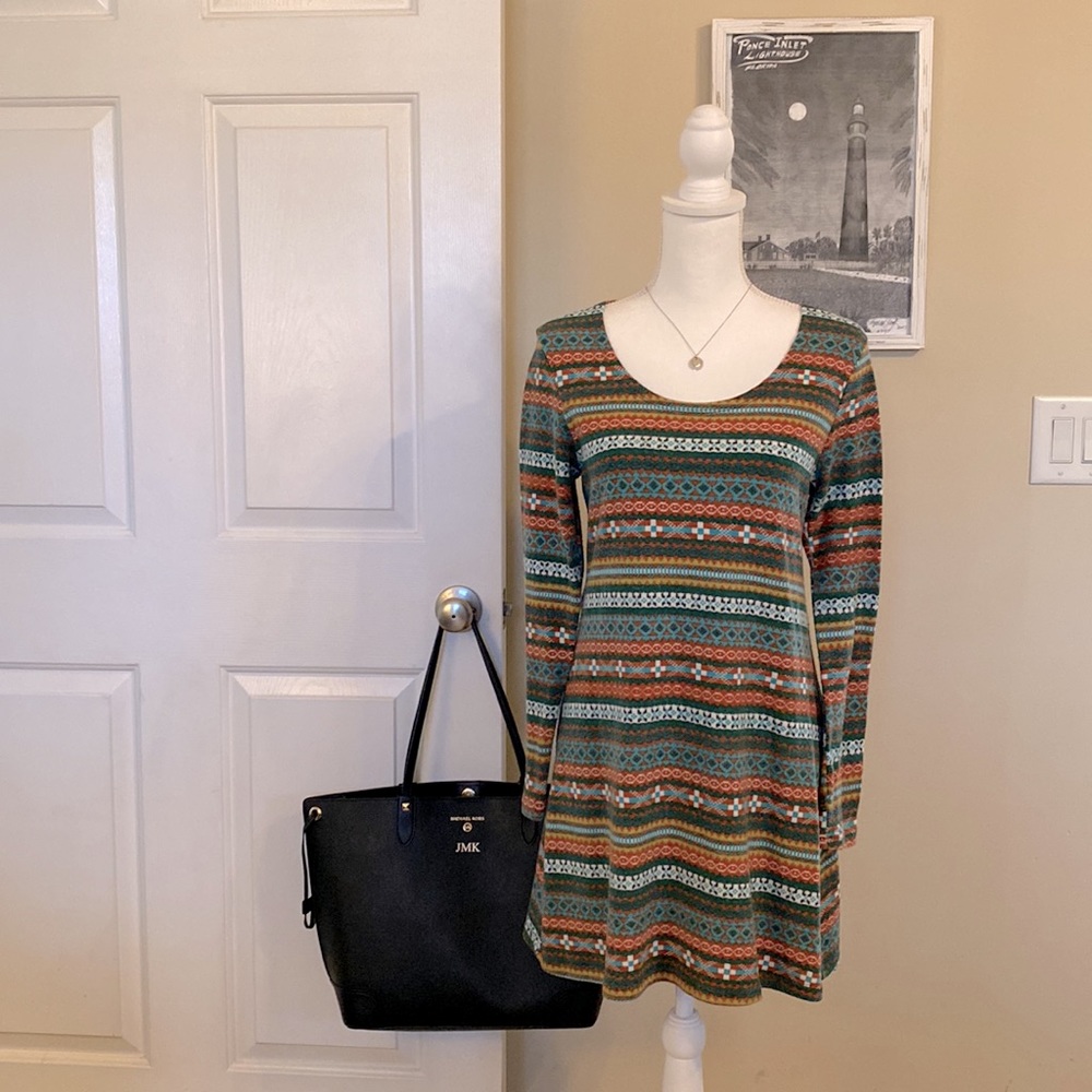 Adorn Aztec Mini Sweater Dress Size M. Gently Loved.
